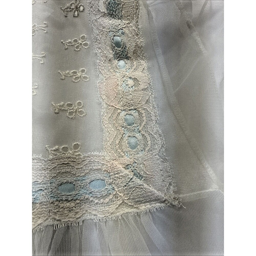 Miss Elaine Sheer Peignoir Robe White Blue Ribbon Style 289B Small Vintage - Picture 5 of 13